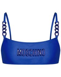 Moschino - Badmode ,Blauw ,Blauwe Metalen Ketting Bikini Top - Lyst