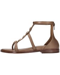 Emanuélle Vee - Platte Leren Sandalen - Lyst
