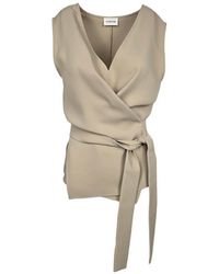 P.A.R.O.S.H. - Mouwloze Top Met V-Hals En Riem - Lyst