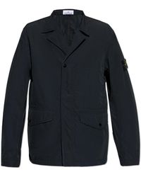 Stone Island - Jassen ,Zwart ,Polyester Lichtgewicht Jas Met Logo Patch - Lyst