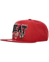 Mitchell & Ness - Accessoires ,Rood ,Polyester Miami Heat Nba Kampioen Snapback Pet - Lyst