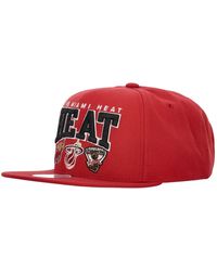 Mitchell & Ness - Accessoires ,Rood ,Polyester Miami Heat Nba Kampioen Snapback Pet - Lyst
