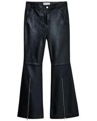 Stand Studio - Broeken ,Zwart ,Leer Zwarte Leren Moto Broek - Lyst