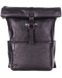 The Bridge - Schwarzer Leder-Rucksack Mit Frontclip - Lyst