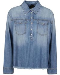 Pinko - Overhemden ,Veelkleurig ,Denim Cascate Blouse - Lyst