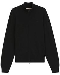 BOSS - Truien & Vesten ,Zwart ,Katoen Zip-Through Cardigan - Lyst
