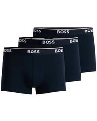 HUGO - Ondergoed ,Blauw ,Katoen Moderne Korte Boxer Trunk 3-Pack - Lyst