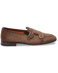 Santoni - Doppelspangen Suede Loafers - Lyst