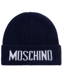 Moschino - Accessoires ,Blauw ,Wol Pet Met Logo - Lyst
