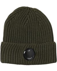 C.P. Company - Blauer Rippstrick-Beanie Mit Linse - Lyst