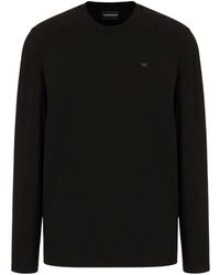 Armani - Tops ,Zwart ,Katoen Lange Mouw Katoenen Jersey T-Shirt - Lyst