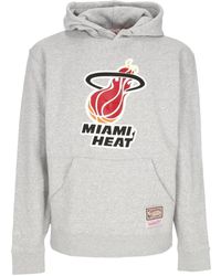Mitchell & Ness - Hoodies & Sweatvesten ,Grijs ,Katoen Miami Heat Logo Hoodie - Lyst