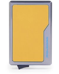 Piquadro - Accessoires ,Geel ,Leer Mag Safe Pop-Up Kaarthouder - Lyst