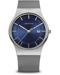 Bering - Uhr classic silber gebürstet elegantes milanaiseband, blaues zifferblatt, saphirglas 11938-003 - Lyst