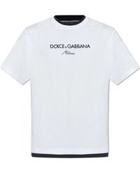 Dolce & Gabbana - T-Shirt Met Geborduurd Logo - Lyst