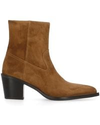 Stuart Weitzman - Braune Wildleder Leder Pfeil Zehen Stiefel - Lyst