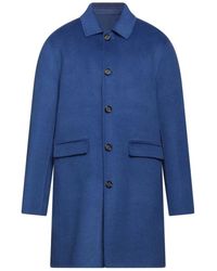 Paolo Pecora - Jassen ,Blauw ,Wol Blauwe Wollen Jas - Lyst