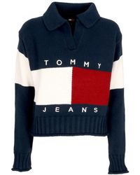 Tommy Hilfiger - W Flag Rugby Sweater Duistere Nacht Marine - Lyst