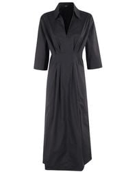 Seventy - Schwarzes Popeline Baumwoll Stretch Kleid - Lyst