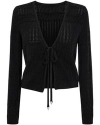 Akep - Truien & Vesten ,Zwart ,Cropped Open Gebreid Vest - Lyst
