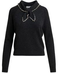 Essentiel Antwerp - Kasa Pearl Embellished Bow Knitted Jumper - Lyst