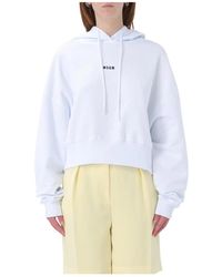 MSGM - Weiße Cropped Hoodie Sweatshirt - Lyst
