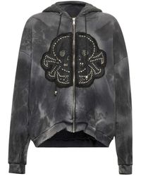John Richmond - Hoodies & Sweatvesten ,Zwart ,Katoen Hoodie En Zip Sweatshirt - Lyst
