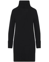Moncler - Logo Ribbed-Knit Midi Jurk - Lyst
