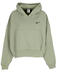 Nike - Lichtgewicht Damessweatshirt Met Capuchon W Sportkleding Jersey Oversized Pullover Met Capuchon Oliegroen/Zwart - Lyst