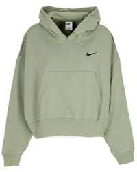 Nike - Sweat-Shirt A Capuche Leger Pour Femmes, W Sportswear Jersey, Pull Surdimensionne, Vert Huile/Noir - Lyst