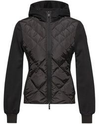 Moncler - Hoodies & Sweatvesten ,Zwart ,Katoen Cotton Fleece Padded Zip-Up Hoodie - Lyst