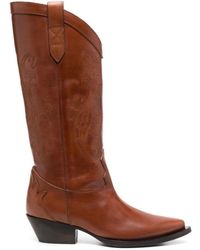 Etro - 40mm Leather Stitched Western-boots - Lyst