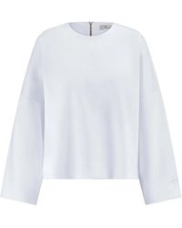 Riani - Hoodies & Sweatvesten ,Wit ,Leer Wijde Trui Met Logo-Reliëf - Lyst
