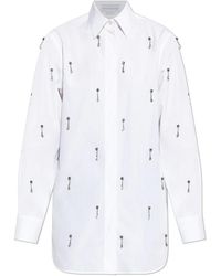 Stella McCartney - Overhemden ,Wit ,Katoen Shirt Met Glinsterende Applicaties - Lyst
