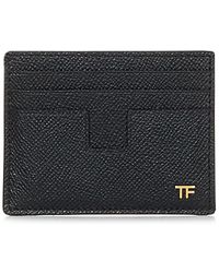 Tom Ford - Porta carte di credito in pelle nera con placca logo dorata - Lyst