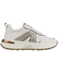 Alexander Smith - Schoenen ,Wit ,Leer Liverpool Sneakers Van Wit Leer Met Zilveren Glitter Zijlogo - Lyst