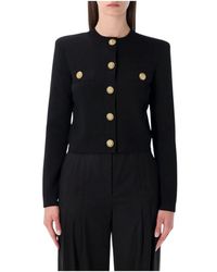 Balmain - Truien & Vesten ,Zwart ,Gebreid Vest Met Knopen - Lyst