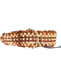 Dolce & Gabbana - Elegant Kralen Raffia Taille Riem - Lyst