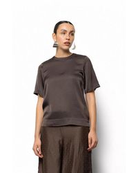 Kaos - Crew-Neck Satin T-Shirt - Lyst