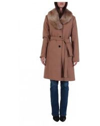 Michael Kors - Jassen ,Bruin ,Wol Faux Fur-Collar Wool Blend Coat - Lyst