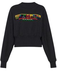 Balmain - Hoodies & Sweatvesten ,Zwart ,Katoen Zwarte Katoenen Sweatshirt - Lyst