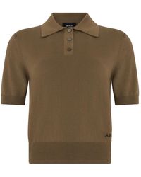 A.P.C. - Tops ,Bruin ,Katoen Cotton Knit Polo - Lyst