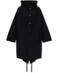 Jil Sander - Jassen ,Zwart ,Katoen Waterdichte Parka Met Logo - Lyst