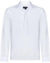 Sease - Camicia bianca in cotone e lino bottoni nascosti - Lyst