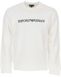 Emporio Armani - Felpa bianca da uomo con logo lettering - Lyst
