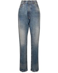 Maison Margiela - Jeans in cotone blu chiaro a gamba dritta - Lyst