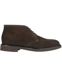Doucal's - Schoenen ,Bruin ,Katoen Leren Enkellaarsjes Met Vetersluiting - Lyst
