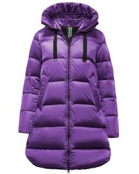 Bomboogie - Lange, Heldere Nylon Donsjas Met Capuchon - Lyst