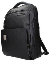 Piquadro - Schwarzer Leder-Rucksack Mit Mehreren Fächern - Lyst