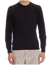 Drumohr - Schwarzer pullover extrafeine wolle rundhalsausschnitt - Lyst